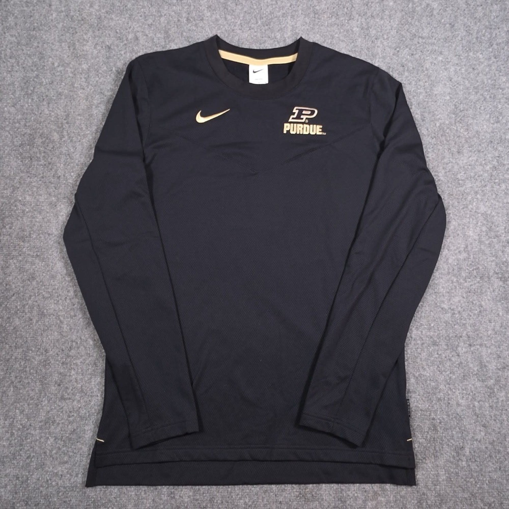 Nike Purdue Boilermakers Long Sleeve Shirt Mens Small Black Moisture Wicking